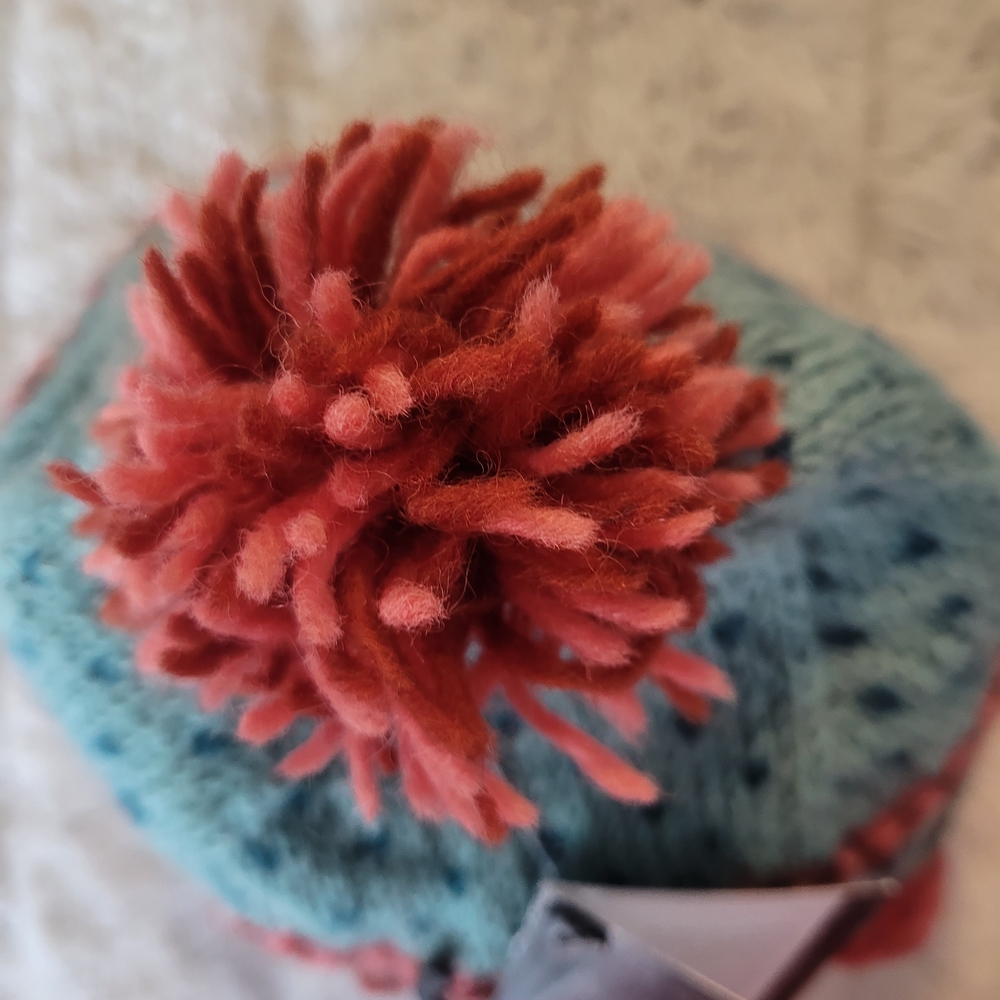 Sundance Blue and Pink Floral Knit Beanie - Picture 4 of 10